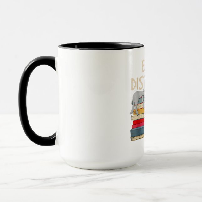 Easily Distracted by Cats and Books - Cat _ Book Mug (Left)
