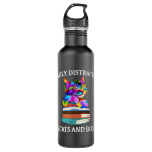 Easily Distracted By Cats And Books Cat For Book L 710 Ml Water Bottle