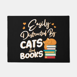 Easily Distracted by Cats and Books Doormat