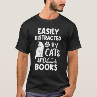 Easily Distracted By Cats And Books Love Cat & Bo T-Shirt