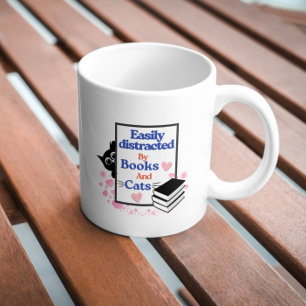 Easily distracted by cats and books Mug