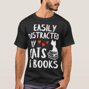 Easily Distracted By Cats And Books Premium  T-Shirt