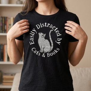 Easily Distracted by Cats and Books Vintage T-Shirt