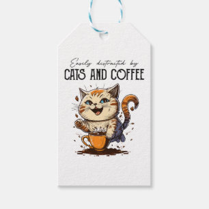 Easily Distracted By Cats And Coffee Cat Lovers Co Gift Tags