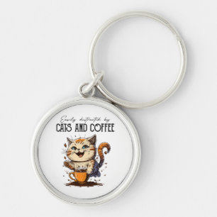 Easily Distracted By Cats And Coffee Cat Lovers Co Key Ring