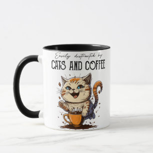 Easily Distracted By Cats And Coffee Cat Lovers Co Mug