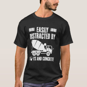Easily Distracted By Cats And Concrete Worker Crew T-Shirt