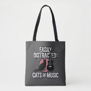 Easily Distracted by Cats and Music Tote Bag