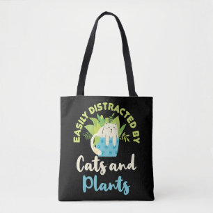 Easily Distracted by Cats and Plants Cat Plant Tote Bag