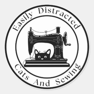 Easily Distracted By Cats And Sewing Classic Round Sticker