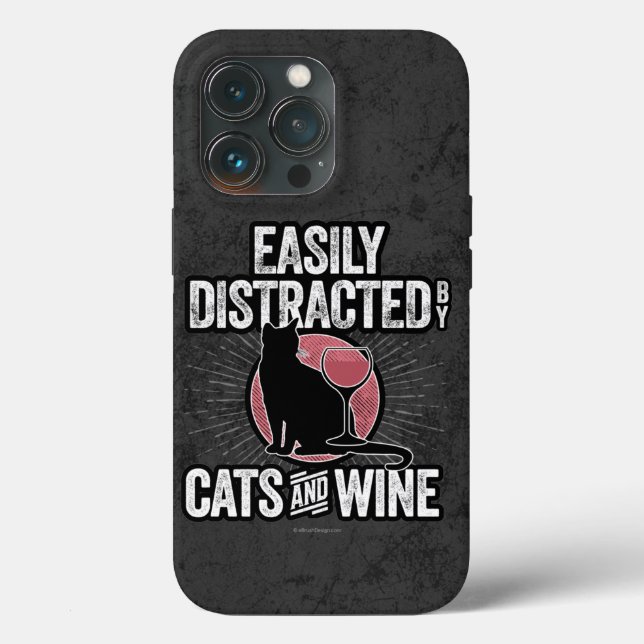 Easily Distracted by Cats and Wine Case-Mate iPhon iPhone Case (Back)