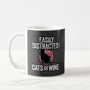 Easily Distracted by Cats and Wine Coffee Mug