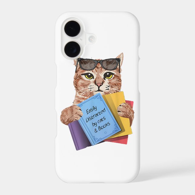Easily Distracted By Cats _ Books Cat Book Cute iPhone Case (Back)