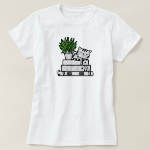 Easily Distracted by Cats & Books Funny Tee