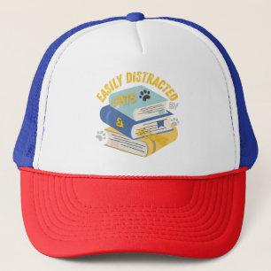 Easily Distracted by Cats & Books Trucker Hat