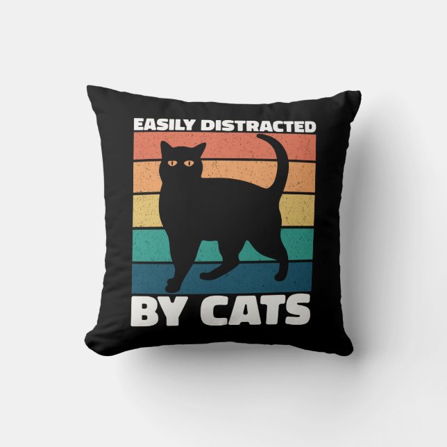Easily Distracted By Cats Cute Kitten Cat Owner  Cushion (Front)