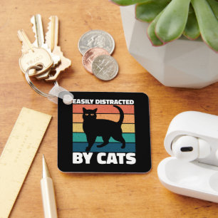 Easily Distracted By Cats Cute Kitten Cat Owner Key Ring