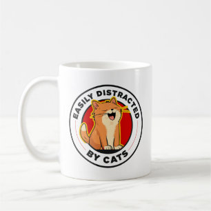 Easily Distracted By Cats Funny Cat Lover Design Coffee Mug
