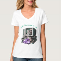 Easily Distracted by Cats  Funny Cat Lover T-Shirt