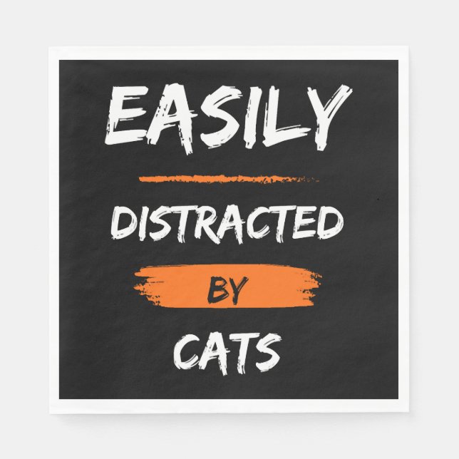 easily distracted by cats napkin (Front)
