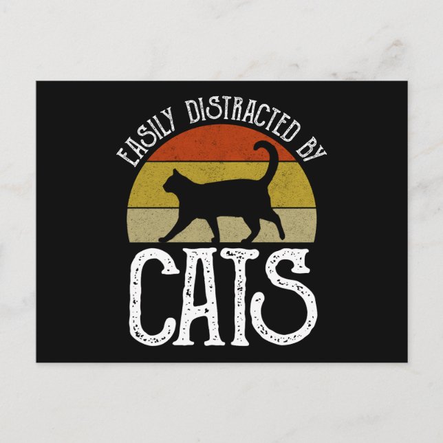 Easily Distracted By Cats Postcard (Front)