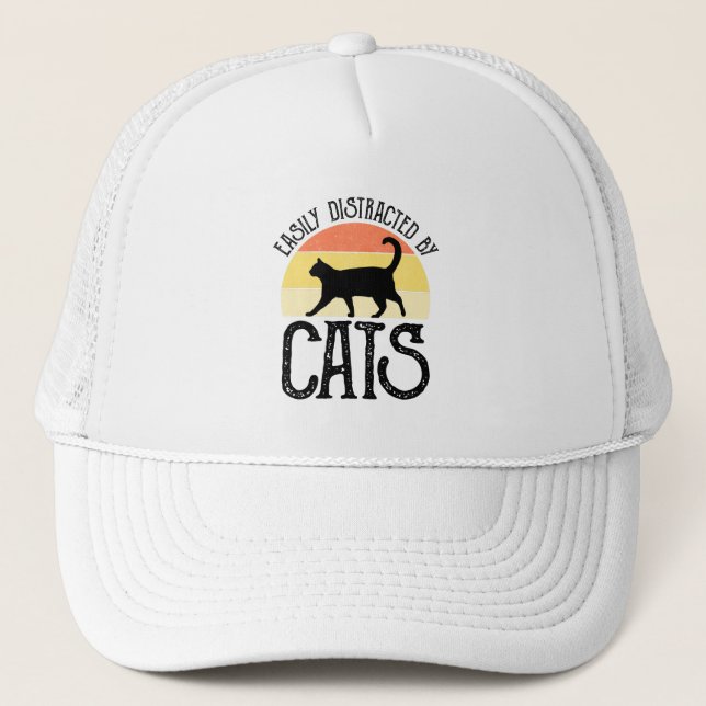 Easily Distracted By Cats Trucker Hat (Front)