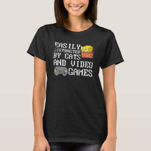 Easily Distracted By Cats & Video Games Retro 8 Bi T-Shirt