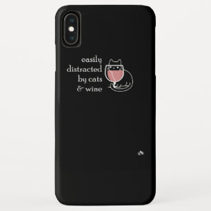 Easily Distracted by Cats & Wine Funny Cat Lover iPhone XS Max Case