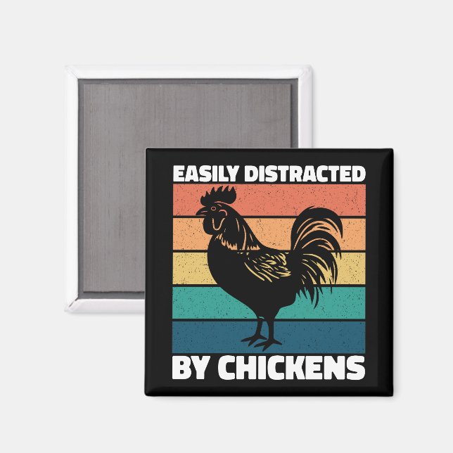 Easily Distracted By Chickens Farming Lovers Funny Magnet (Front/Back)