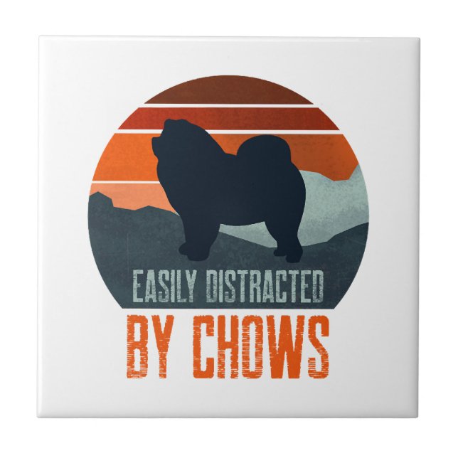 Easily Distracted By Chows Dog Walking Ceramic Tile (Front)
