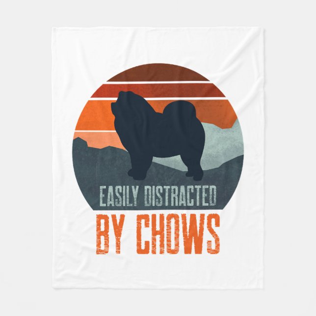 Easily Distracted By Chows Dog Walking Fleece Blanket (Front)