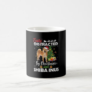 Easily distracted by christmas shiba inu dog gift coffee mug