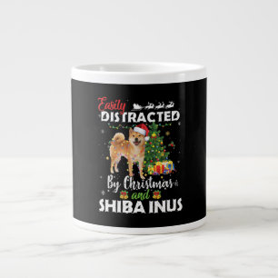Easily distracted by christmas shiba inu dog gift large coffee mug