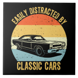 Easily Distracted By Classic Cars Ceramic Tile