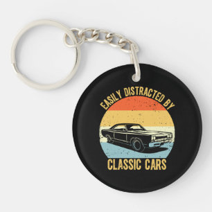 Easily Distracted By Classic Cars Key Ring