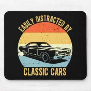Easily Distracted By Classic Cars Mouse Pad