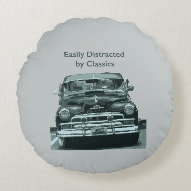 Easily Distracted by Classics Round Cushion (Front)