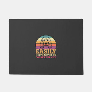 Easily Distracted By Cocker Spaniel Retro Dog Doormat
