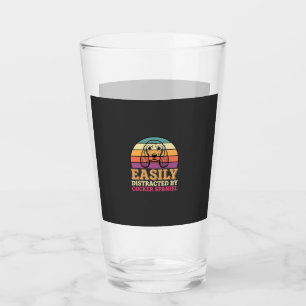 Easily Distracted By Cocker Spaniel Retro Dog Glass