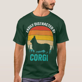 Easily Distracted By Corgi Distressed Vintage Retr T-Shirt