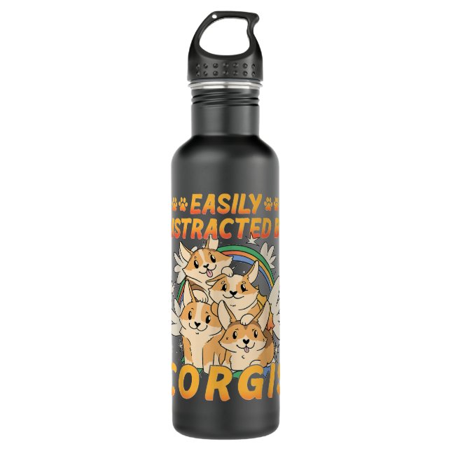Easily Distracted by Corgis 710 Ml Water Bottle (Front)