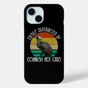 Easily Distracted By Cornish Rex Cats iPhone 15 Case