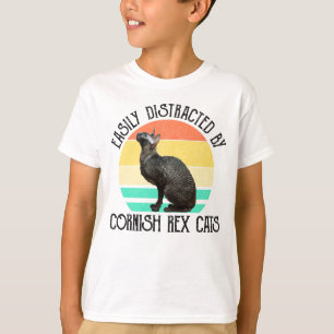 Easily Distracted By Cornish Rex Cats T-Shirt