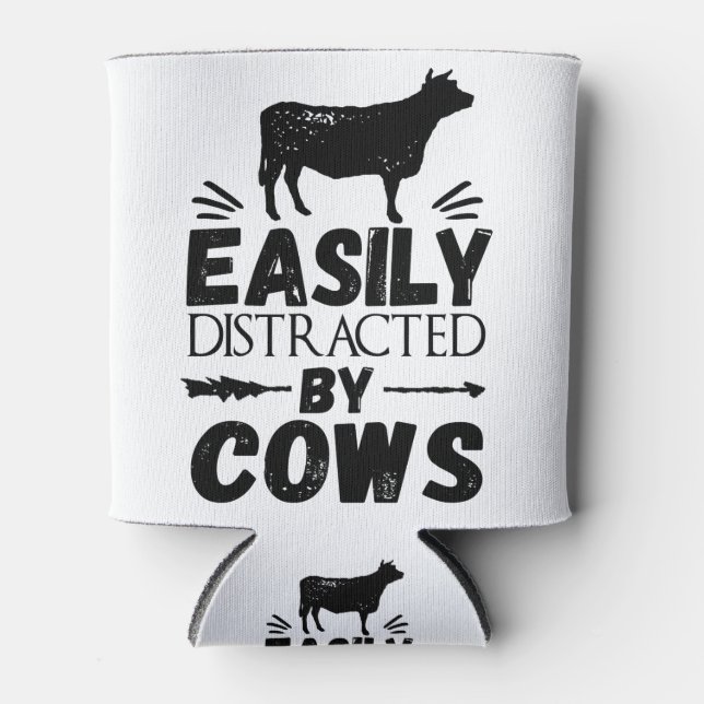 Easily Distracted By Cows Can Cooler (Front)