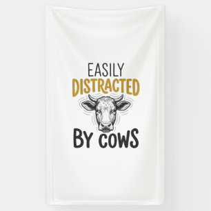 Easily Distracted By Cows Funny Cow Lover Shirt_1 Banner