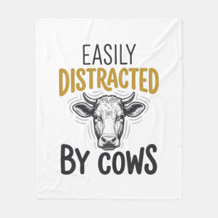 Easily Distracted By Cows Funny Cow Lover Shirt_1 Fleece Blanket