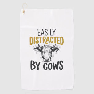 Easily Distracted By Cows Funny Cow Lover Shirt_1 Golf Towel