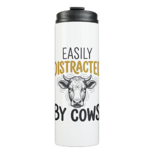Easily Distracted By Cows Funny Cow Lover Shirt_1 Thermal Tumbler