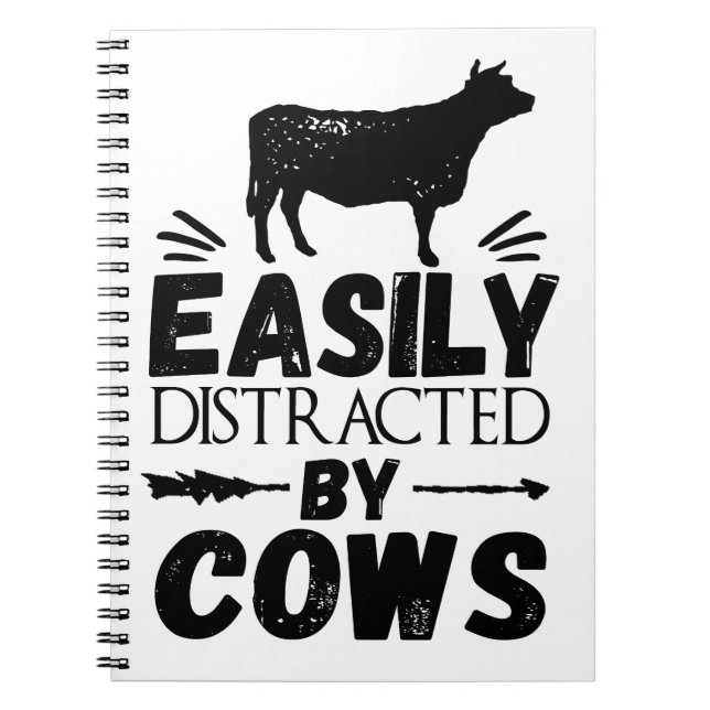 Easily Distracted By Cows Notebook (Front)