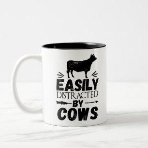Easily Distracted By Cows Two-Tone Coffee Mug